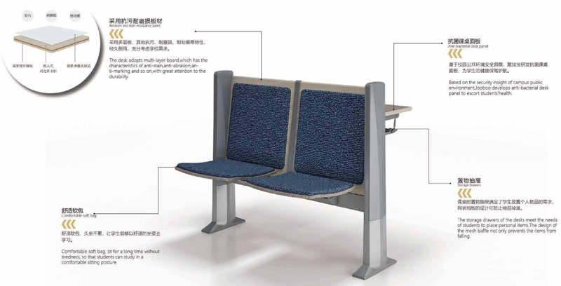 2021-學校會議培訓室固定課桌椅-達爾文係列-羞羞视频无遮挡教育家具